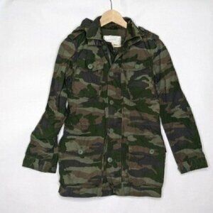 J Crew BOYFRIEND FATIGUE JACKET XXS Camo Hooded Camouflage Jacket Casual
